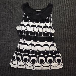 Y2K Black & White Geometrical Design Flowy Tank Office Core